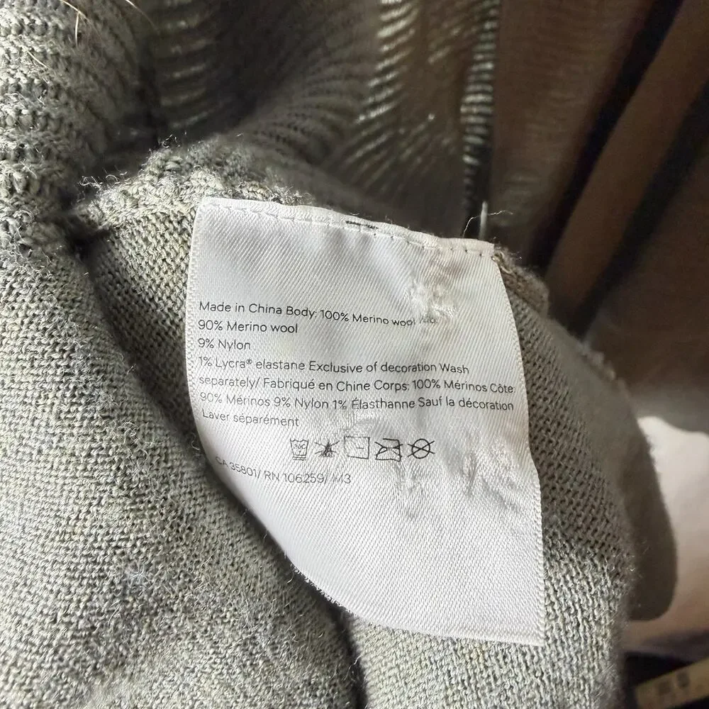 Lululemon Sit In Lotus Wrap II Sweater Cardigan Green Merino Wool Womens Size 10